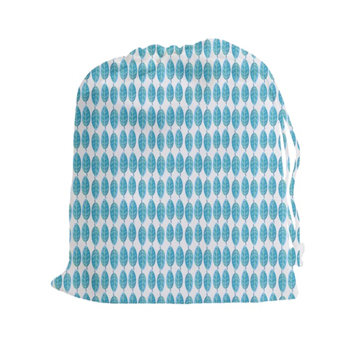 Blue Watercolour Leaf Pattern Drawstring Pouches (XXL)