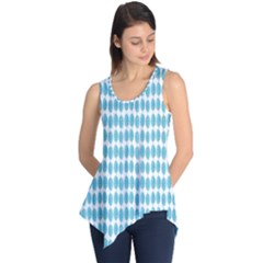 Blue Watercolour Leaf Pattern Sleeveless Tunic