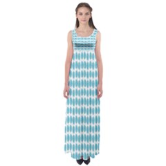 Blue Watercolour Leaf Pattern Empire Waist Maxi Dress