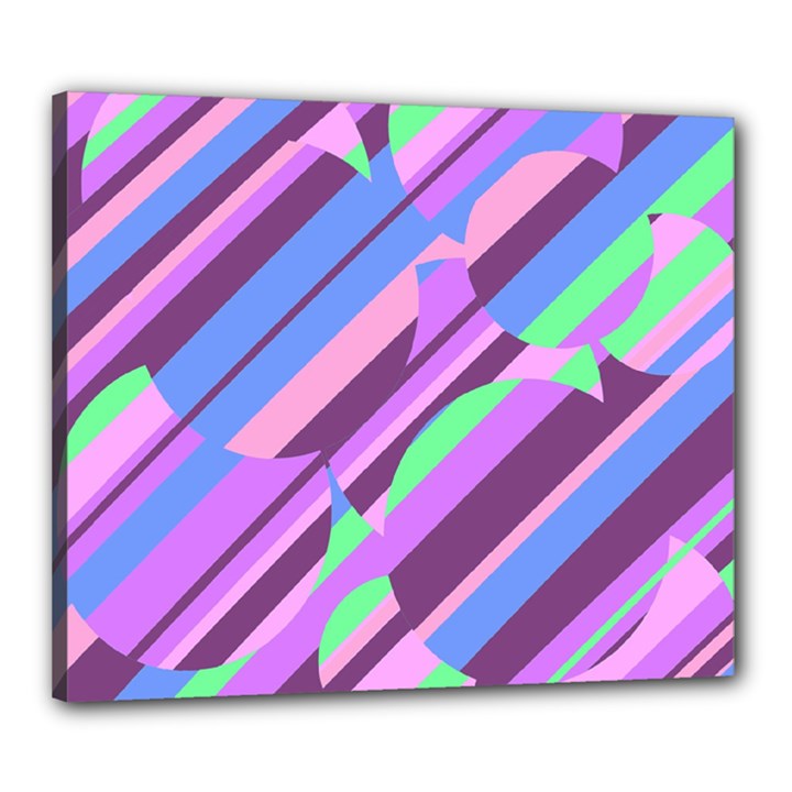 Pink, purple and green pattern Canvas 24  x 20 