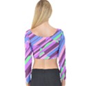 Pink, purple and green pattern Long Sleeve Crop Top View2