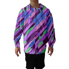 Pink, Purple And Green Pattern Hooded Wind Breaker (kids) by Valentinaart