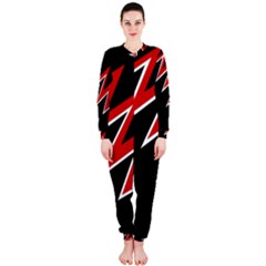 Black And Red Simple Design Onepiece Jumpsuit (ladies)  by Valentinaart