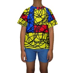 Yellow Abstract Pattern Kid s Short Sleeve Swimwear by Valentinaart