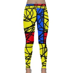 Yellow Abstract Pattern Yoga Leggings  by Valentinaart