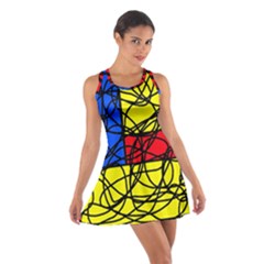 Yellow Abstract Pattern Cotton Racerback Dress by Valentinaart