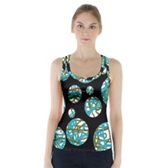 Decorative Blue Abstract Design Racer Back Sports Top by Valentinaart