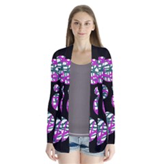 Purple Decorative Design Drape Collar Cardigan by Valentinaart