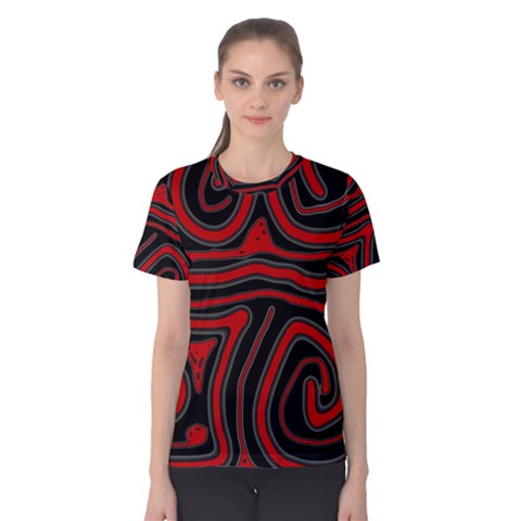 Red And Black Abstraction Women s Cotton Tee by Valentinaart