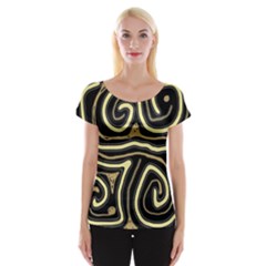 Brown Elegant Abstraction Women s Cap Sleeve Top by Valentinaart