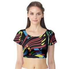 Colorful Decorative Abstrat Design Short Sleeve Crop Top (tight Fit) by Valentinaart