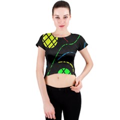 Colorful Design Crew Neck Crop Top by Valentinaart