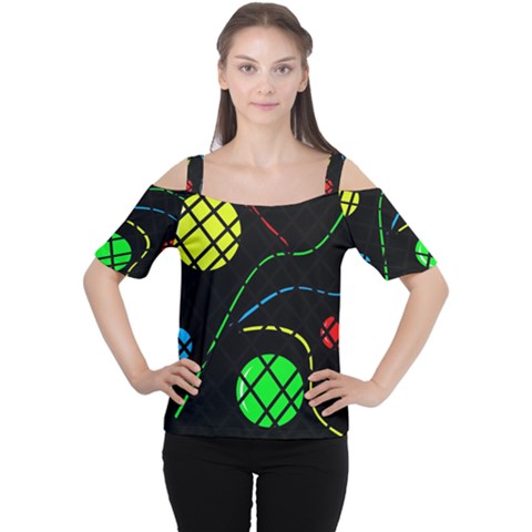 Colorful Design Women s Cutout Shoulder Tee by Valentinaart