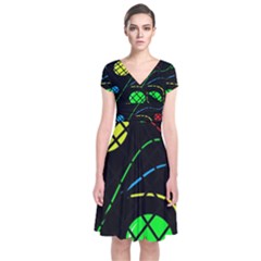 Colorful Design Short Sleeve Front Wrap Dress by Valentinaart