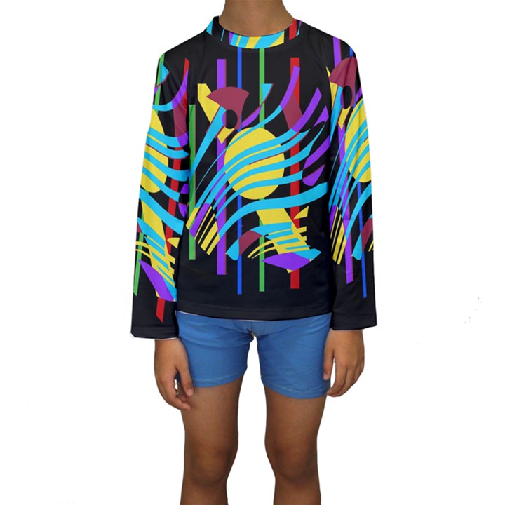 Colorful abstract art Kid s Long Sleeve Swimwear