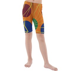 Orange Abstraction Kid s Mid Length Swim Shorts by Valentinaart