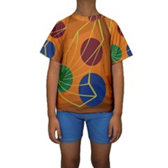 Orange Abstraction Kid s Short Sleeve Swimwear by Valentinaart