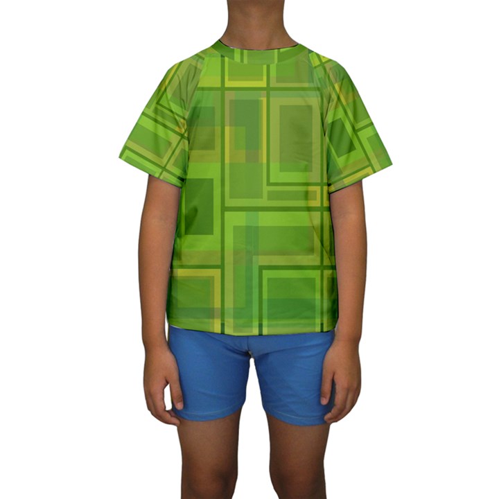 Green pattern Kid s Short Sleeve Swimwear