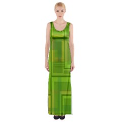 Green Pattern Maxi Thigh Split Dress by Valentinaart