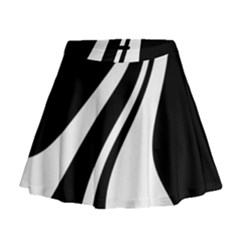 Black And White Pattern Mini Flare Skirt by Valentinaart