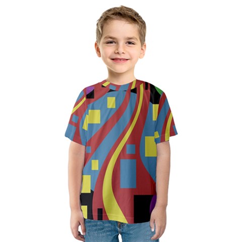 Colorful Abstrac Art Kid s Sport Mesh Tee by Valentinaart