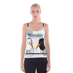 Black And White Birds Spaghetti Strap Top by Valentinaart