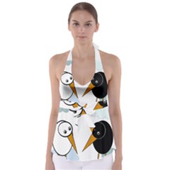 Black And White Birds Babydoll Tankini Top by Valentinaart