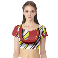 Red And Yellow Design Short Sleeve Crop Top (tight Fit) by Valentinaart