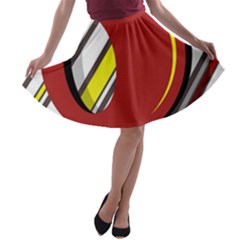 Red And Yellow Design A-line Skater Skirt by Valentinaart