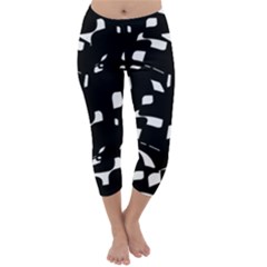 Black And White Pattern Capri Winter Leggings  by Valentinaart