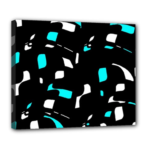 Blue, Black And White Pattern Deluxe Canvas 24  X 20   by Valentinaart