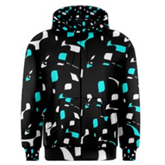 Blue, Black And White Pattern Men s Zipper Hoodie by Valentinaart