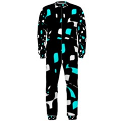 Blue, Black And White Pattern Onepiece Jumpsuit (men)  by Valentinaart