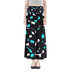 Blue, Black And White Pattern Maxi Skirts by Valentinaart