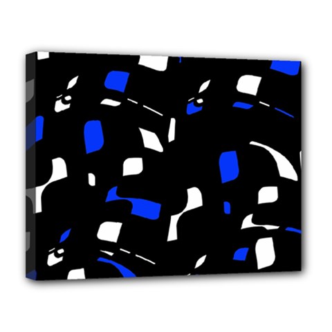 Blue, Black And White  Pattern Canvas 14  X 11  by Valentinaart