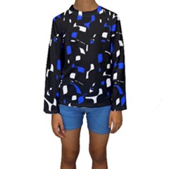 Blue, Black And White  Pattern Kid s Long Sleeve Swimwear by Valentinaart