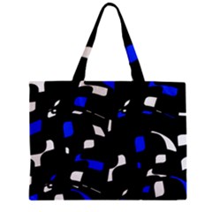 Blue, Black And White  Pattern Zipper Mini Tote Bag by Valentinaart