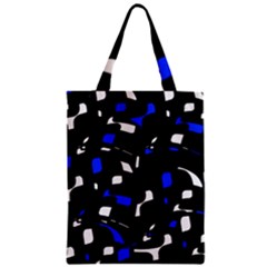 Blue, Black And White  Pattern Zipper Classic Tote Bag by Valentinaart