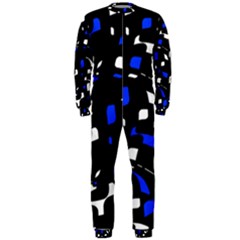 Blue, Black And White  Pattern Onepiece Jumpsuit (men)  by Valentinaart