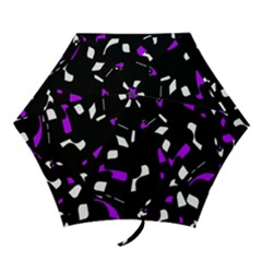 Purple, Black And White Pattern Mini Folding Umbrellas by Valentinaart