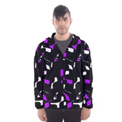 Purple, Black And White Pattern Hooded Wind Breaker (men)