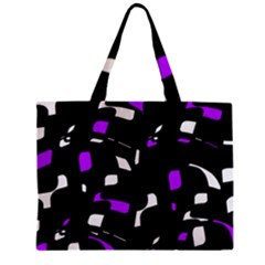 Purple, Black And White Pattern Zipper Mini Tote Bag