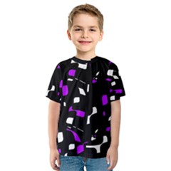 Purple, Black And White Pattern Kid s Sport Mesh Tee