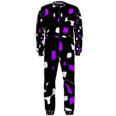 Purple, Black And White Pattern Onepiece Jumpsuit (men)  by Valentinaart