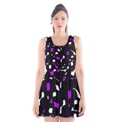 Purple, Black And White Pattern Scoop Neck Skater Dress