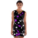 Purple, black and white pattern Wrap Front Bodycon Dress View1