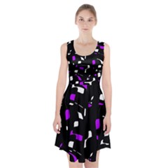 Purple, Black And White Pattern Racerback Midi Dress