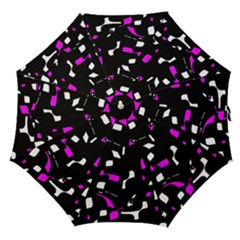 Magenta, Black And White Pattern Straight Umbrellas