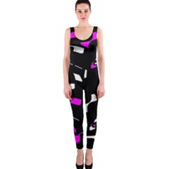 Magenta, Black And White Pattern Onepiece Catsuit by Valentinaart