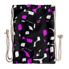 Magenta, Black And White Pattern Drawstring Bag (large)